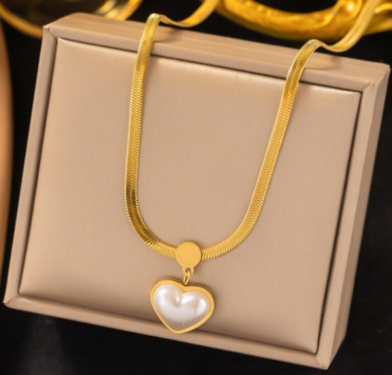 Collana Éclypse con cuore perlato
