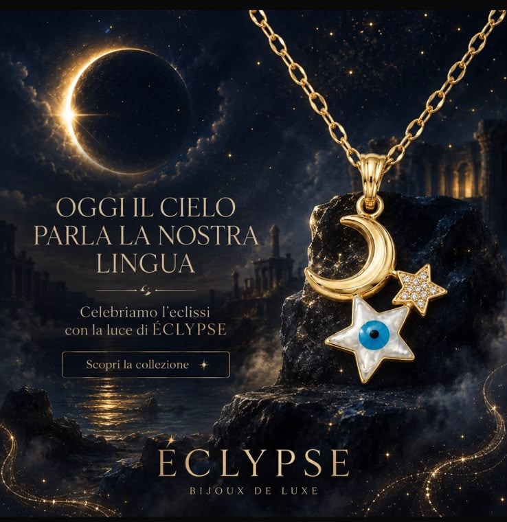 Collana luna e stella Éclypse sotto l'eclissi